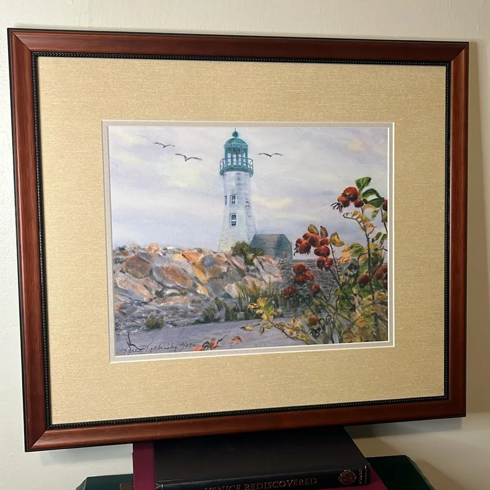 Karen Kolbinsky‎ 2/200 Framed Watercolor Painting Light House Point Signed Print